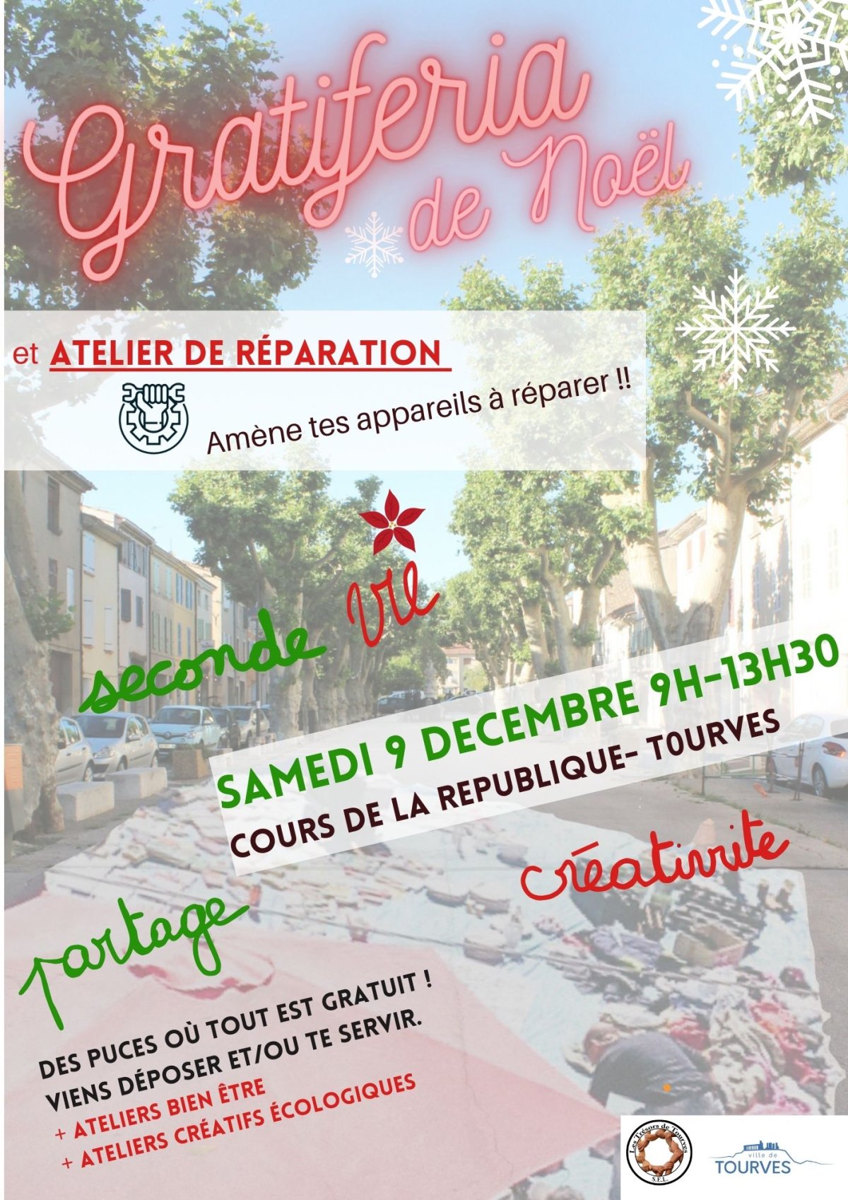 Gratiféria de Noël : samedi 9 décembre 9h-13h30 Cours de la République - TOURVES