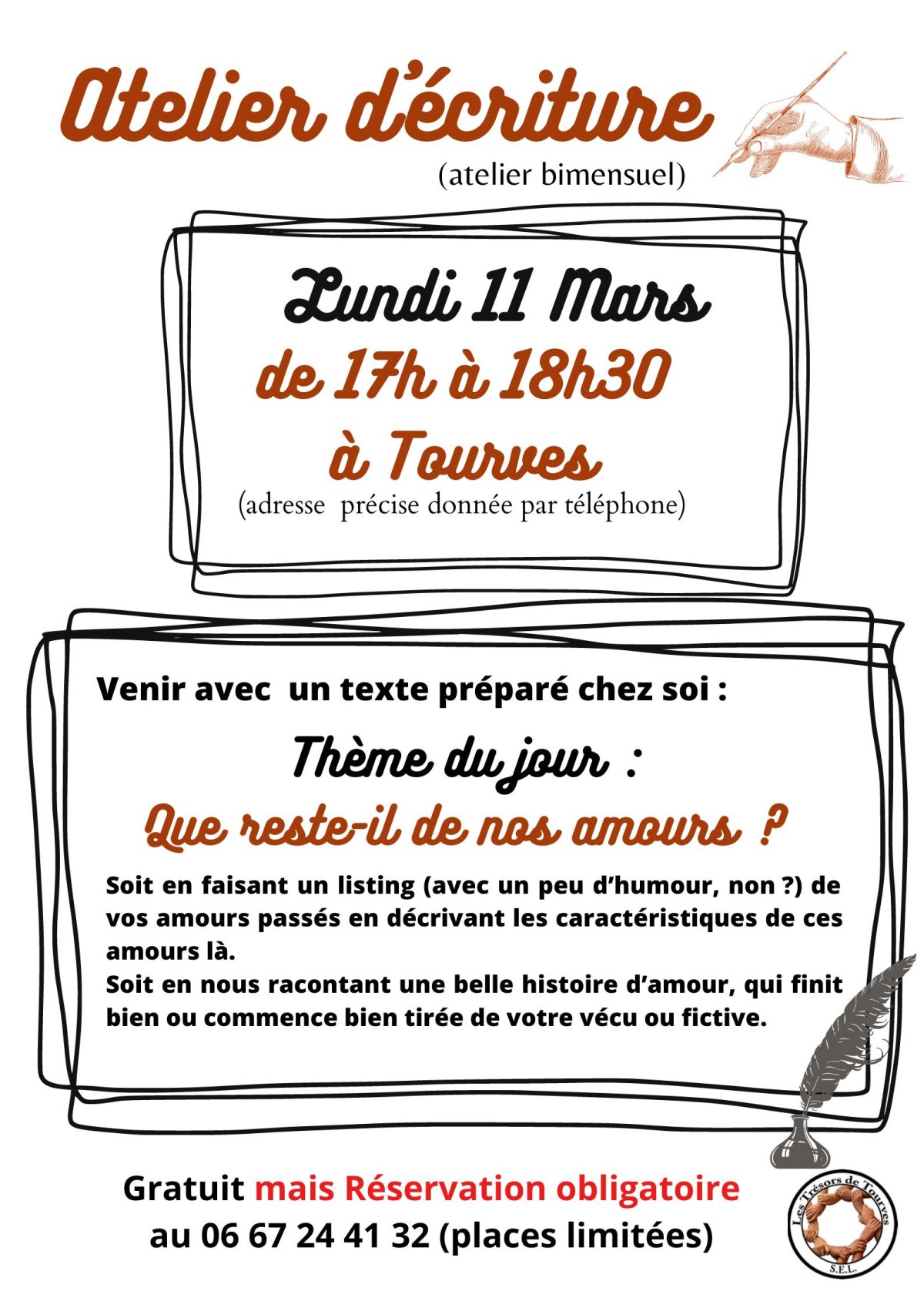 Atelier écriture : lundi 11 mars