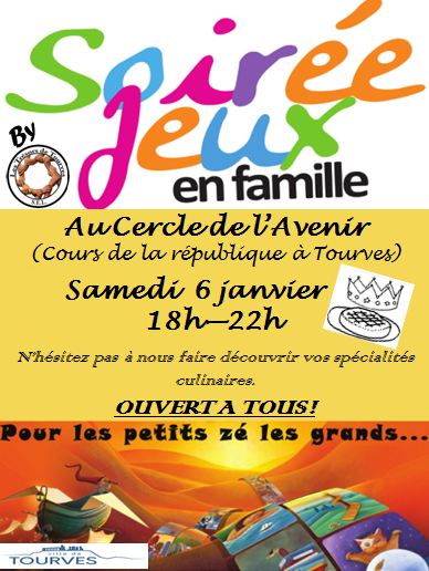 Soirée Jeux : samedi 6 janvier 18h au Cercle à Tourves